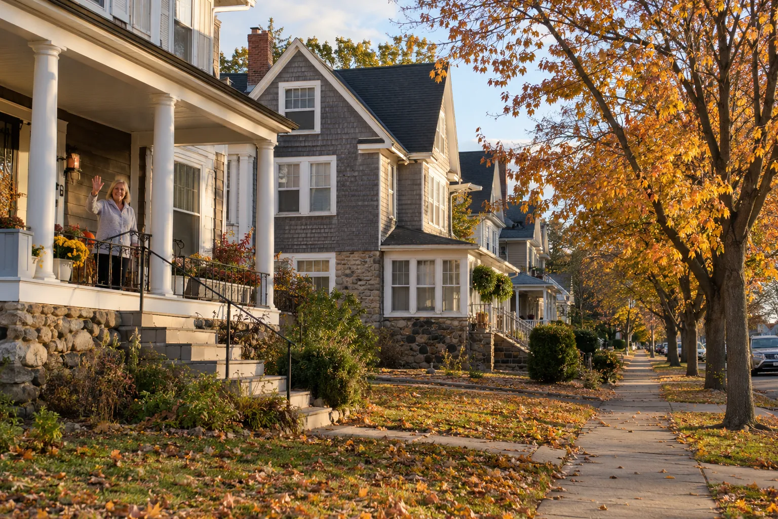 Older homes with sturdy roofs in the Dublin area during autumn